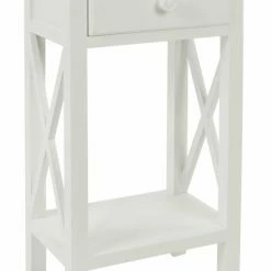 Beistelltisch MERIDAN - Weiß - Mit Schublade