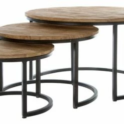 3er Set Couchtisch MOON - Natur - Mango Massiv