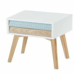 Nachttisch HAILEY - Weiß-blau-braun - 45 Cm