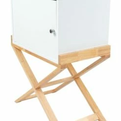 Schränkchen VALERIE - Weiß-braun - 1 Drehtür - 56 Cm