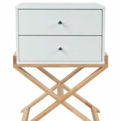 Schränkchen VALERIE - Weiß-braun - 2 Schubkästen - 56 Cm