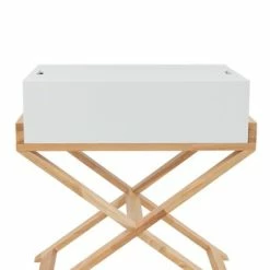 Schränkchen VALERIE - Weiß-braun - Mit Klappdeckel - 56 Cm