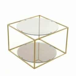 Beistelltisch CODY - Grau-gold - 50x50 Cm