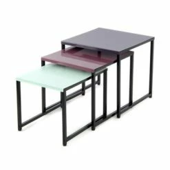 3er-Set Beistelltisch SOUTH 110 - Pflaume-grün - 45 Cm