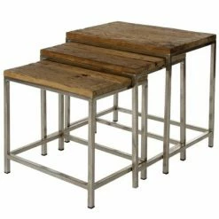 3er-Set Beistelltisch XAVIER - Natur - Mango Massiv