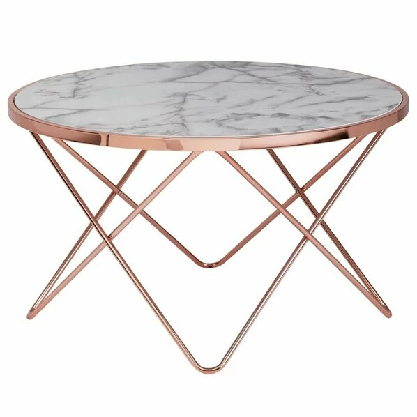 Beistelltisch - Kupferfarben-weiße Marmoroptik - 85 Cm 3 Beistelltisch - Kupferfarben-weiße Marmoroptik - 85 Cm