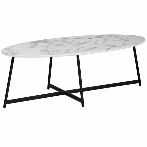 Beistelltisch - Schwarz-weiße Marmoroptik - Oval - 120 Cm 3 Beistelltisch - Schwarz-weiße Marmoroptik - Oval - 120 Cm