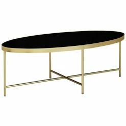 Couchtisch - Gold-schwarz - Marmor-Optik - Oval