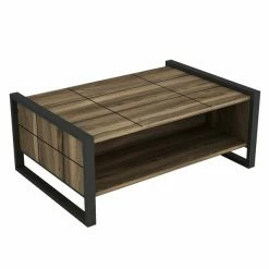 Couchtisch - Walnuss - Mit Metallfüße - 94,4 Cm Breit