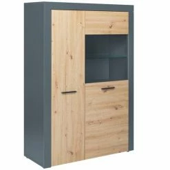 Vitrine CORBETO - Anthrazit - Artisan Eiche - 100 Cm