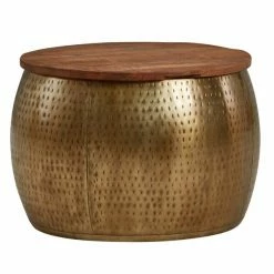 Couchtisch - Gold-braun - Mango Massivholz