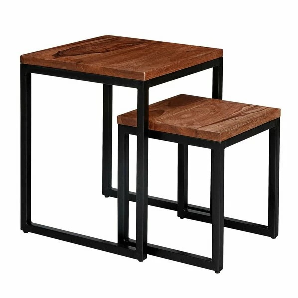 2er-Set Beistelltisch - Sheesham Massiv-schwarz - 45 Cm 3 2er-Set Beistelltisch - Sheesham Massiv-schwarz - 45 Cm