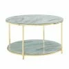 Couchtisch - Marmor-gold - Glas - Mit Ablage - 80 Cm