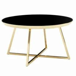 Couchtisch - Schwarz-gold - 4-Fuß Gestell - 76 Cm